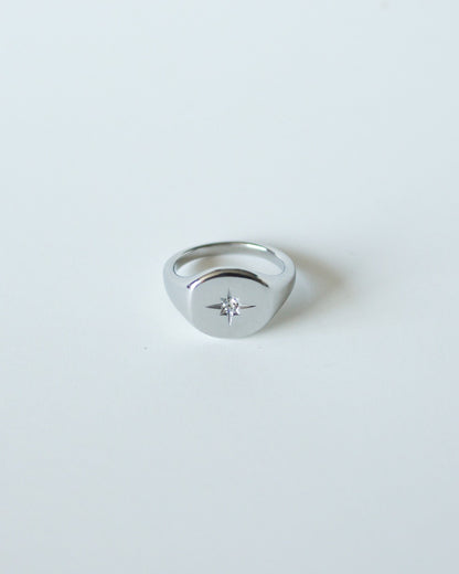 Silver Star Signet Ring