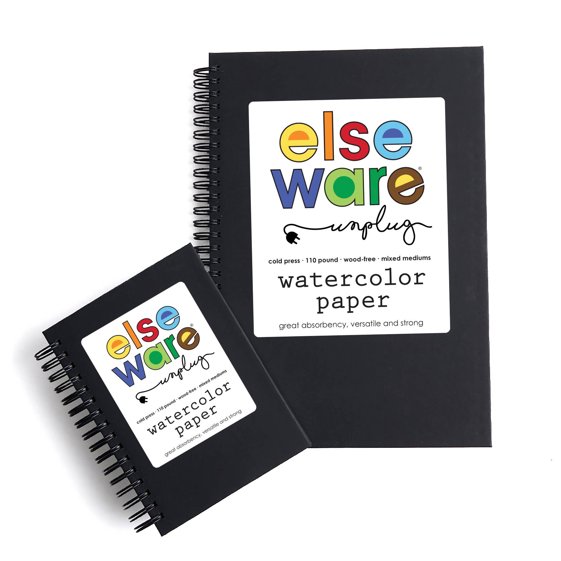 Two black notebooks with 'else Ware' branding on a white background Small Watercolor Paper Pad
