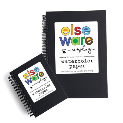 Two black notebooks with 'else Ware' branding on a white background Small Watercolor Paper Pad