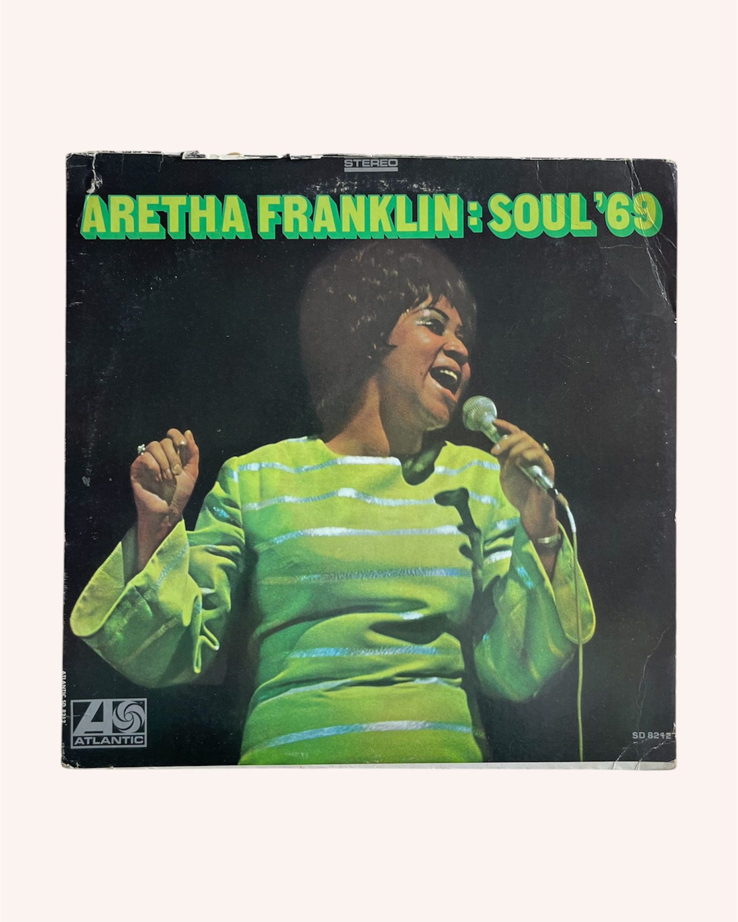 Vinyl record cover featuring Aretha Franklin with text 'Aretha Franklin: Soul '69' on a black background. Soul '69 Vinyl Record - Aretha Franklin