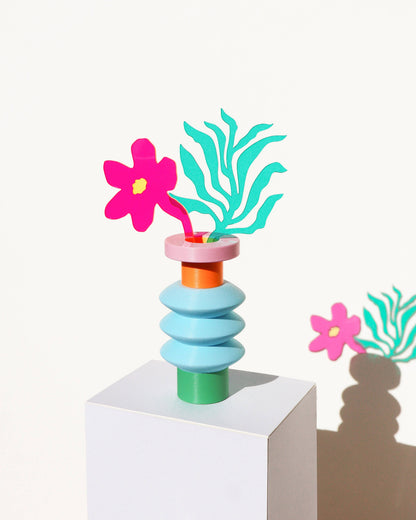 Space Color Block Vase with flowers in it