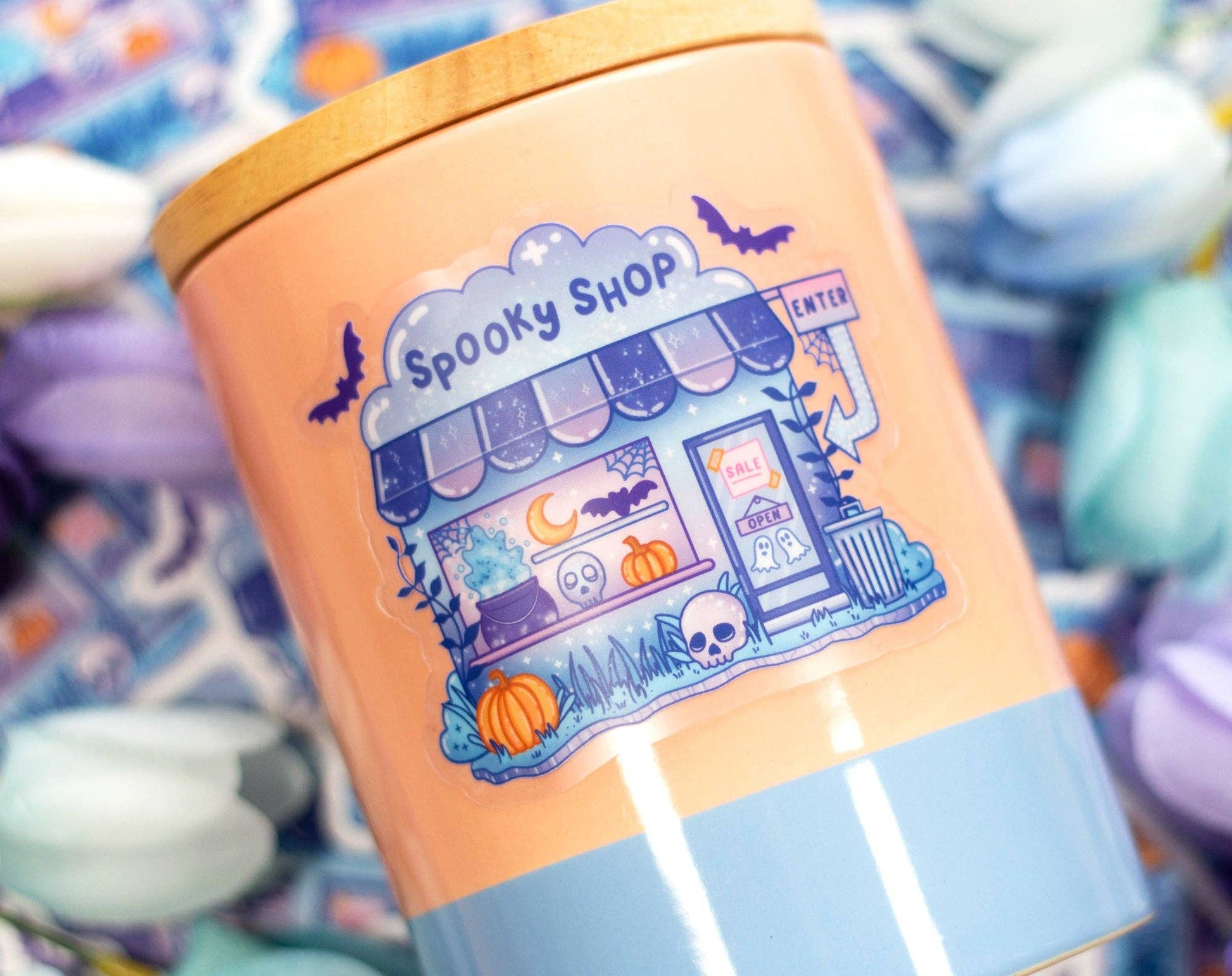 Spooky Shop Clear Sticker on mug