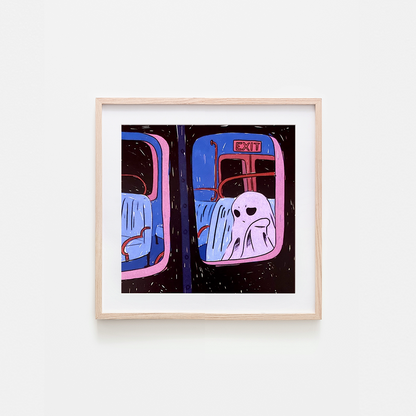 Moody Ghost on an Empty Train Art Print