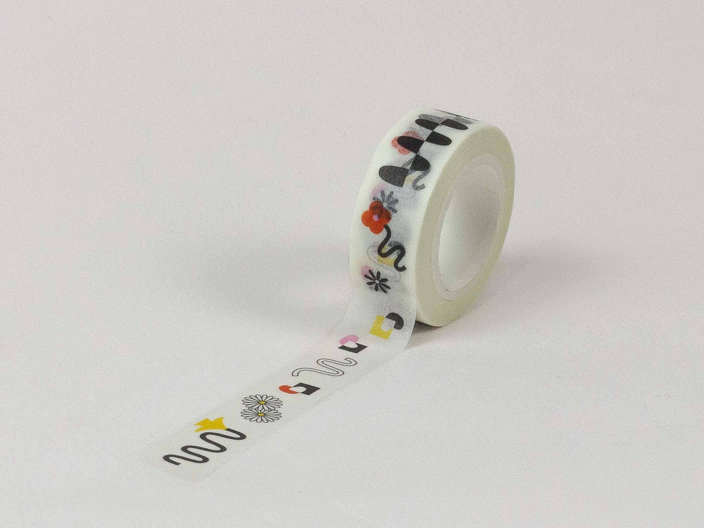 Decorative tape with cartoon designs on a white background
