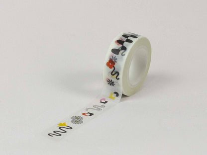 Decorative tape with cartoon designs on a white background