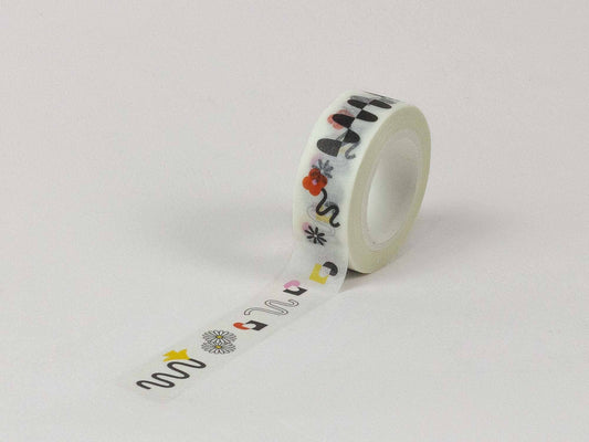 Decorative tape with cartoon designs on a white background