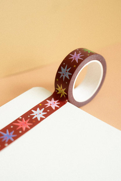 Decorative tape with star patterns on a beige background