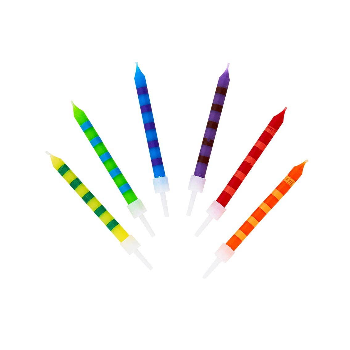 Set of colorful birthday candles on a white background