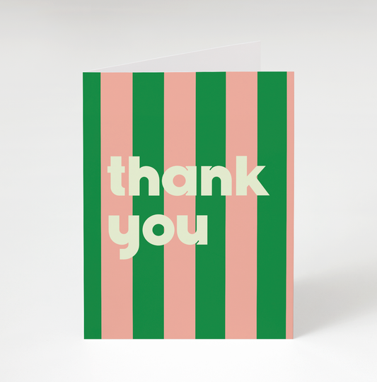 Green Striped Thank You Card