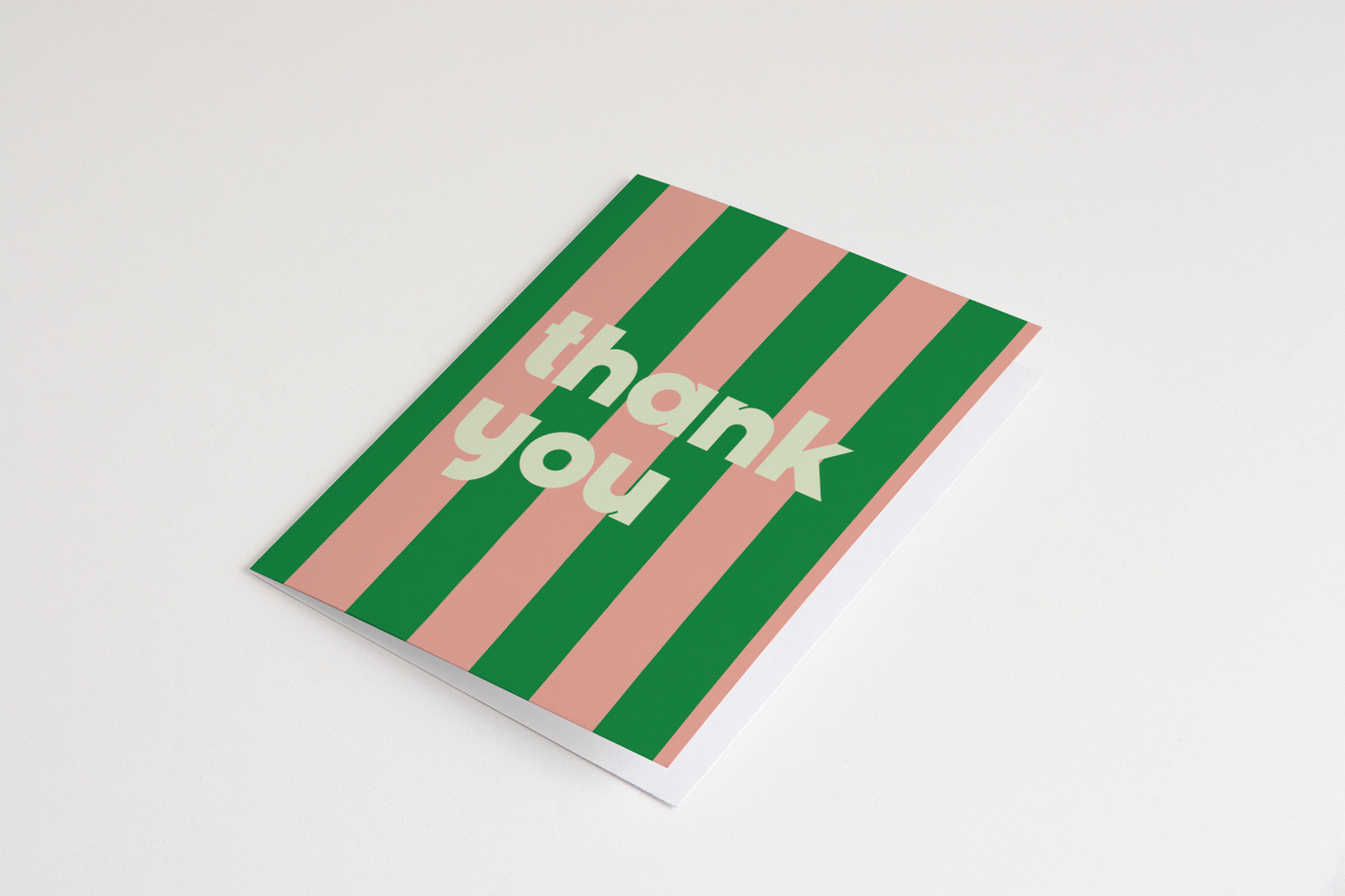 Green Striped Thank You Card