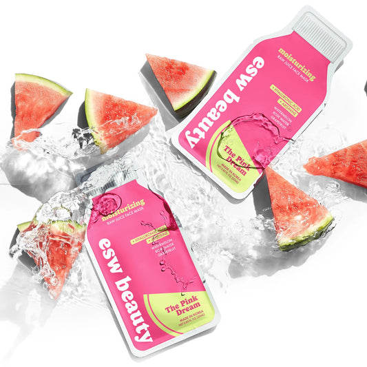 Esw Beauty The Pink Dream masks with watermelon slices on a white background