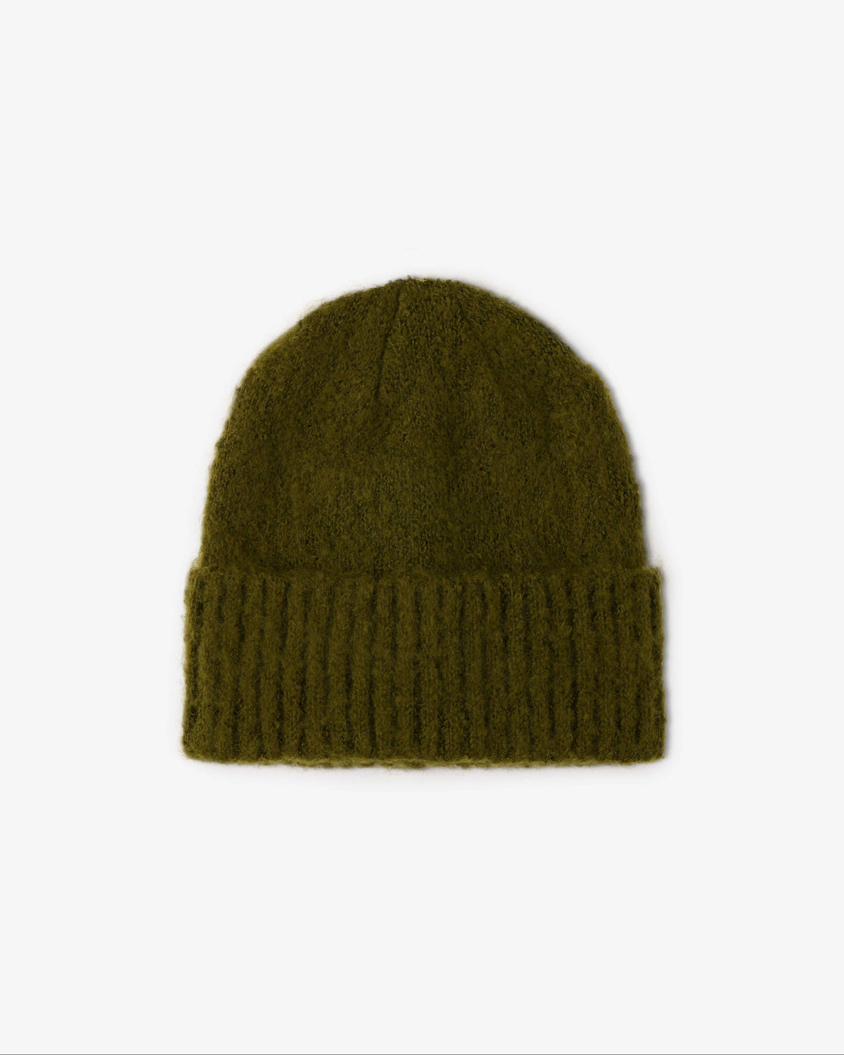 A dark brown ribbed knit beanie hat centered on a plain white background.