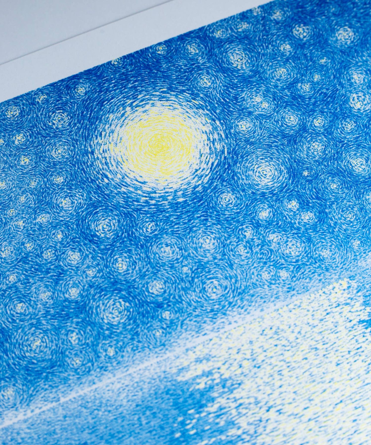 Artistic depiction of a starry night sky with a bright yellow center. The Starry Night Manon Diemer