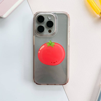 Phone case with a tomato design on a light surface