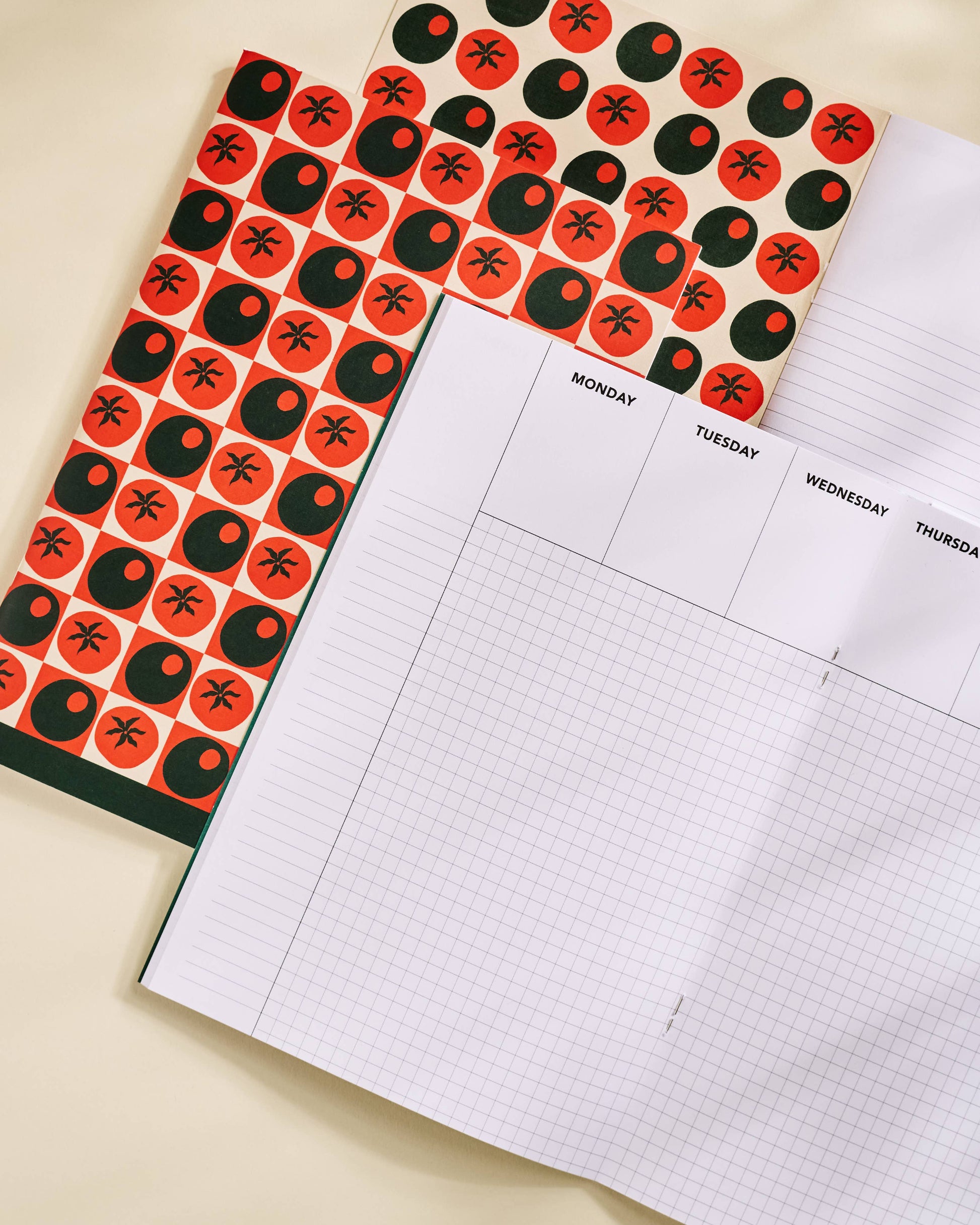 Tomato and Olive Checked Weekly Planner