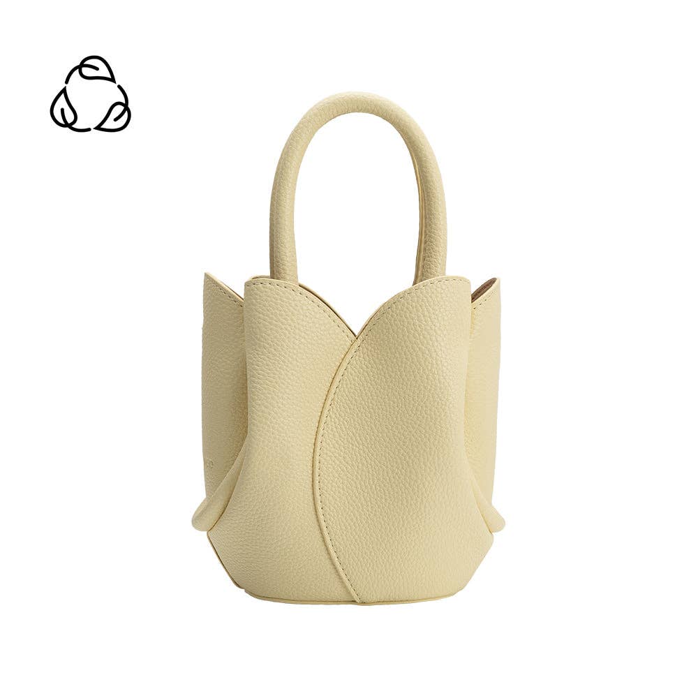 Beige handbag with a unique design on a white background