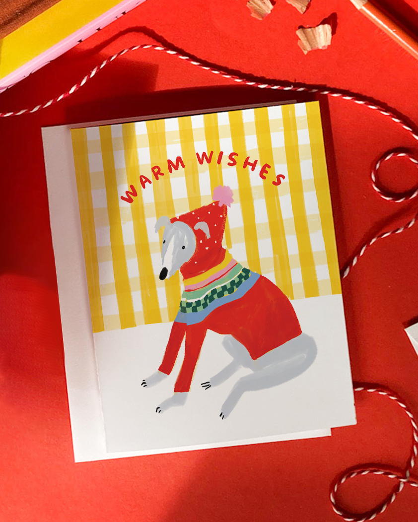 Warm Whippet Holiday Greeting Card