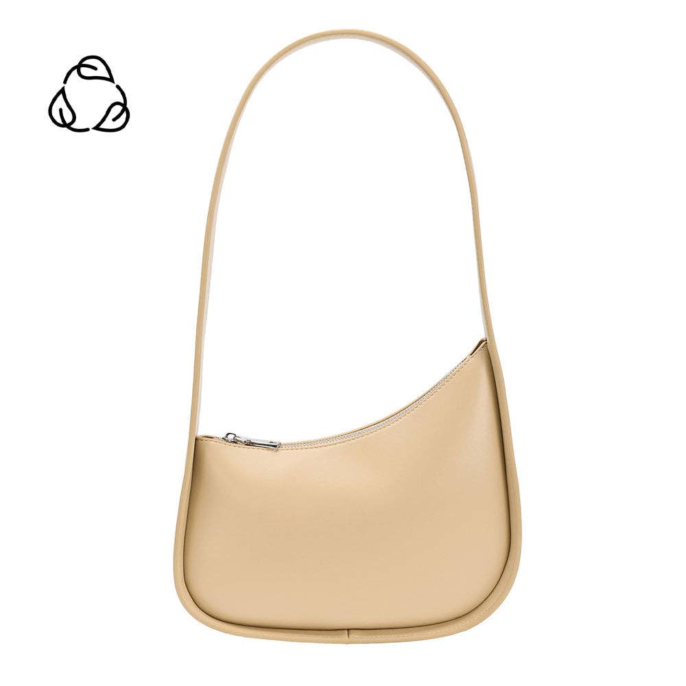 Beige handbag with a strap on a white background. Willow Shoulder Bag Melie Bianco