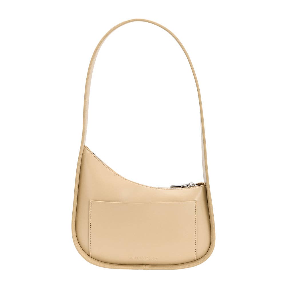 Beige handbag with a strap on a white background, Willow Shoulder Bag Melie Bianco