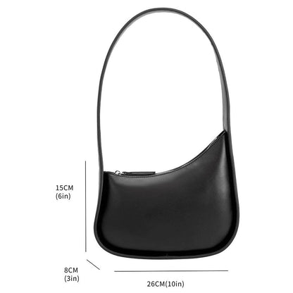 Black handbag with measurements on a white background, Willow Shoulder Bag Melie Bianco