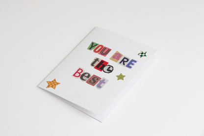 Greeting card with 'You are the best' text on a white background