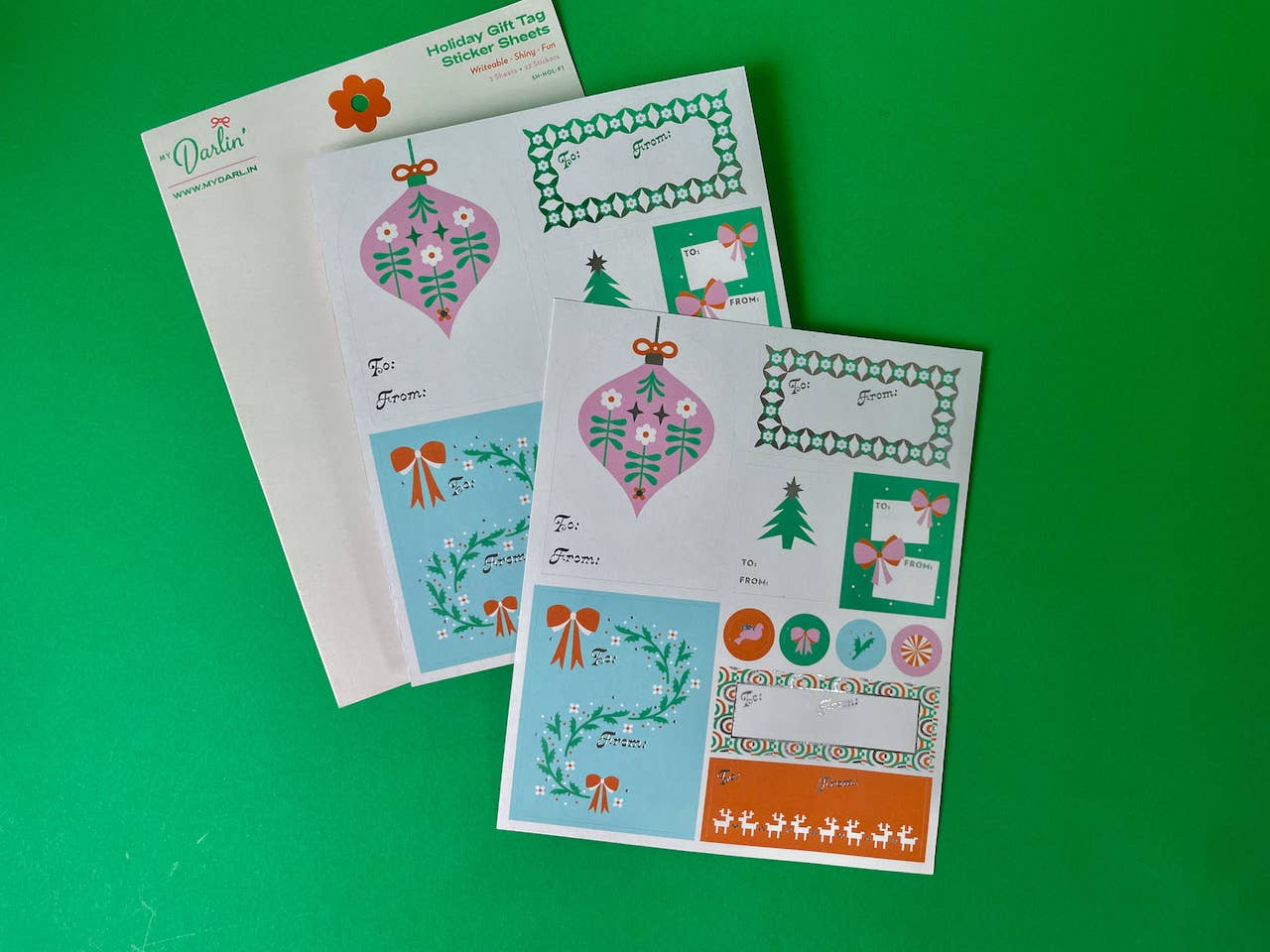 Silver Foil Writeable Holiday Gift Tag Sticker Sheet Set