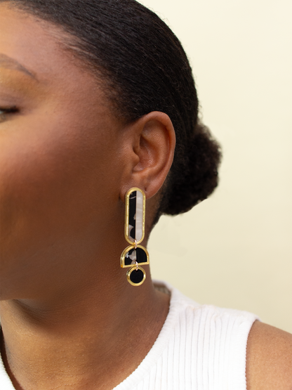 Lanie Black and White Earrings