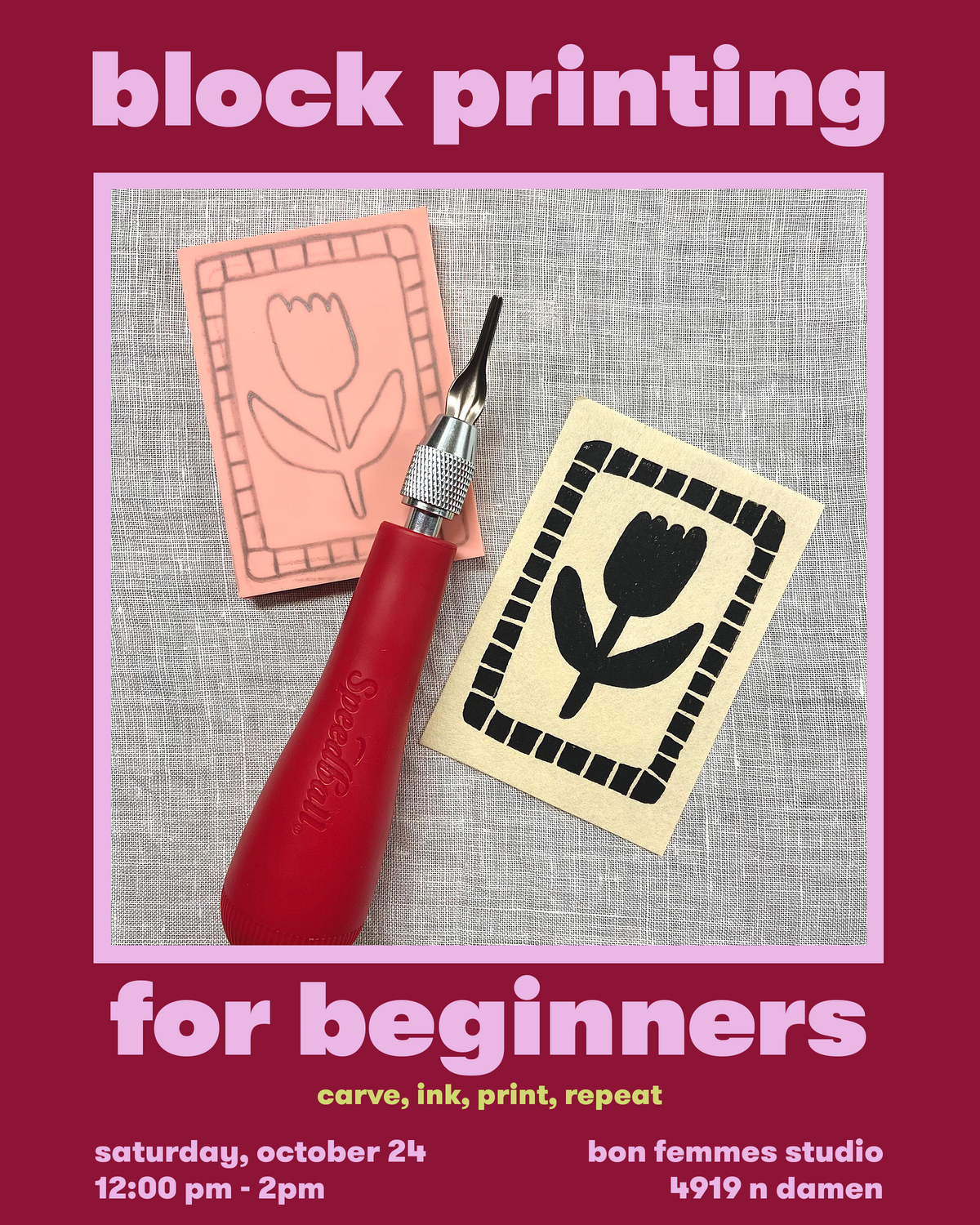 Intro To Block Printing Workshop - Oct 24