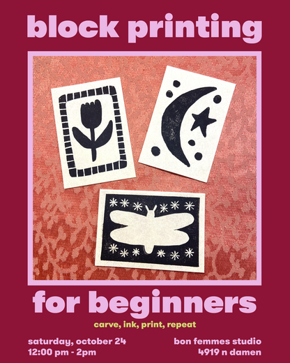 Intro To Block Printing Workshop - Oct 24