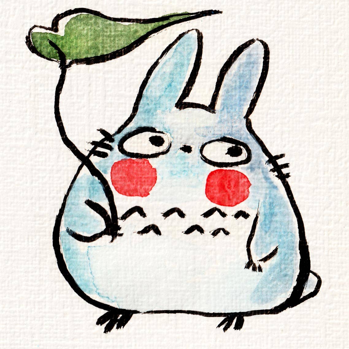 Lil Blue Totoro Mini Art Print