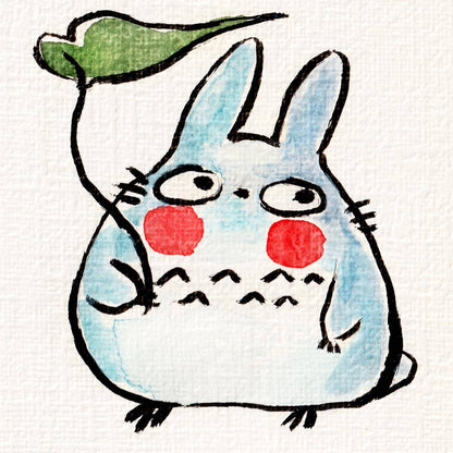Lil Blue Totoro Mini Art Print