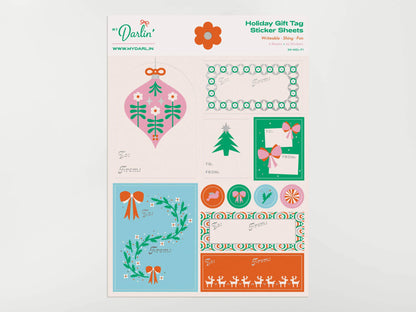 Silver Foil Writeable Holiday Gift Tag Sticker Sheet Set