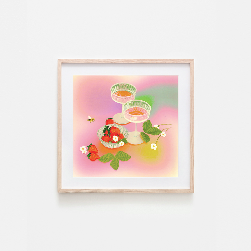 Strawberry Rainbow Cocktail Art Print