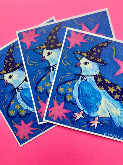 Wizard Pigeon Mini Art Print