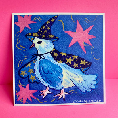 Wizard Pigeon Mini Art Print