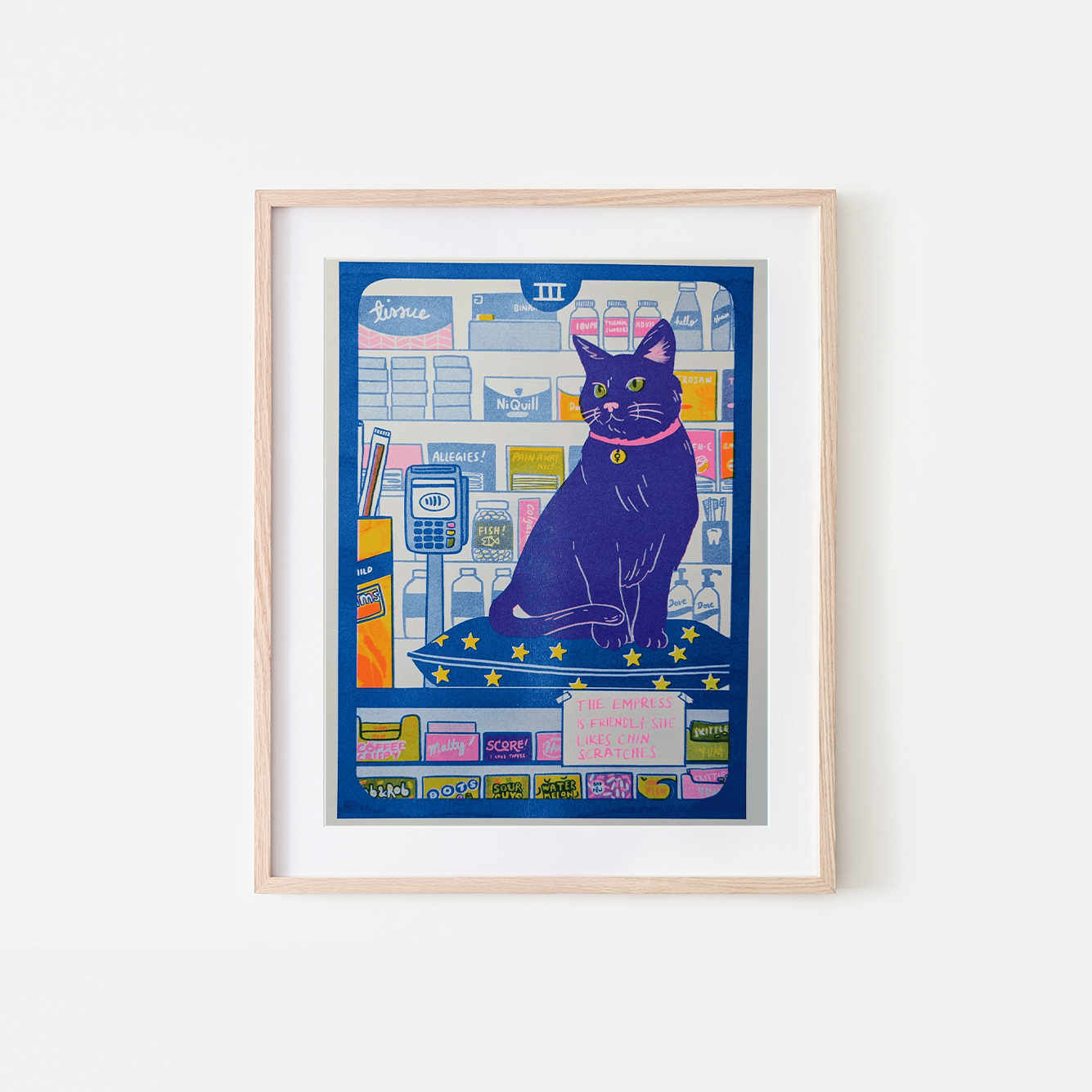 The Empress Black Cat Risograph Art Print