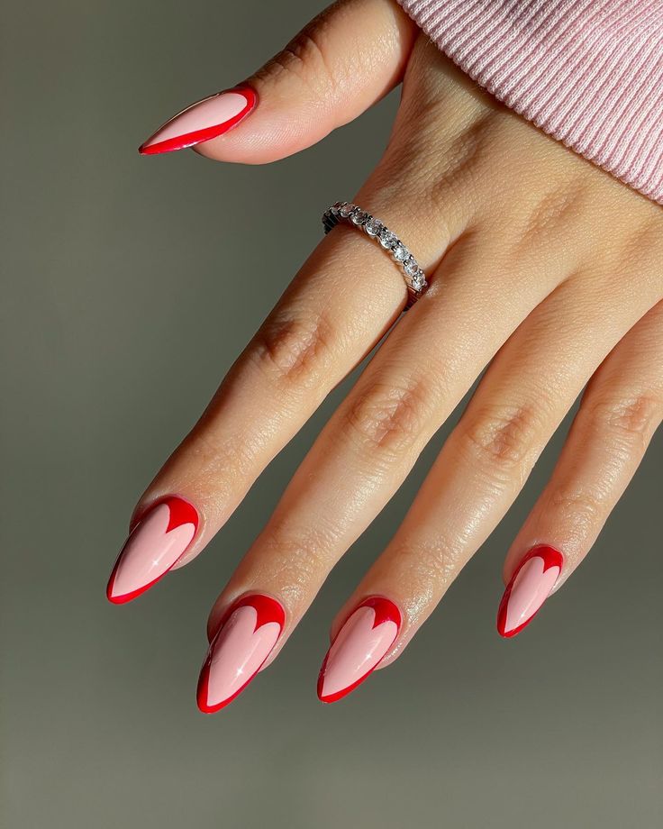 Pink Heart Nails