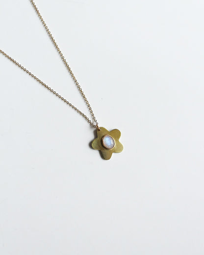 Moonstone Brass Daisy Necklace