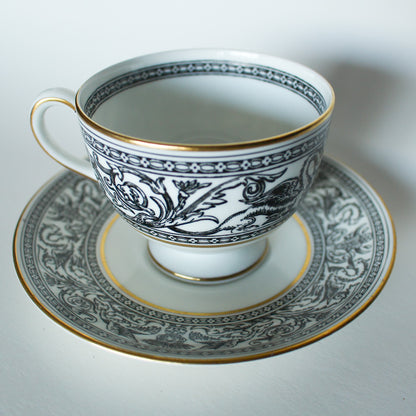 Wedgwood Florentine Black Dragons Teacup and Saucer Set