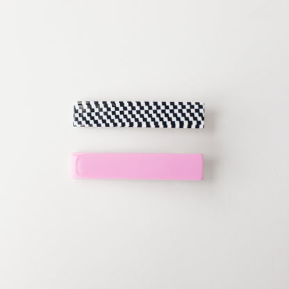 Femmes Hair Clip Set in Pink + Checkered