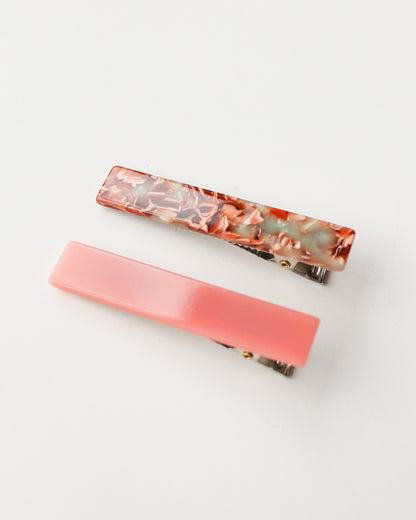 Femmes Hair Clip Set in Pink Tortoise + Salmon