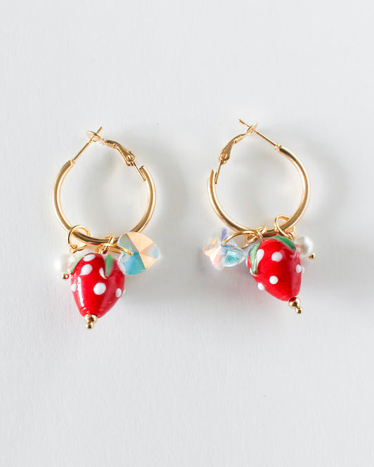 Berry Sparkly Hoop Earrings strawberry hoop earrings
