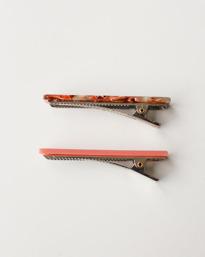 Femmes Hair Clip Set in Pink Tortoise + Salmon