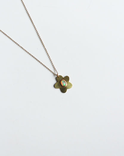 Opal Brass Daisy Necklace