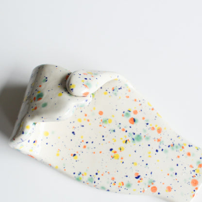 White Fruity Speckled Ceramic Hanging Hand Vase