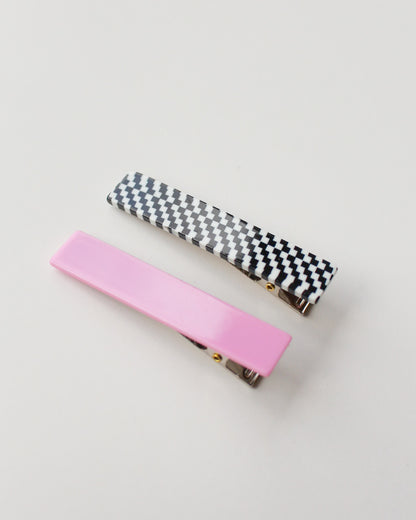 Femmes Hair Clip Set in Pink + Checkered