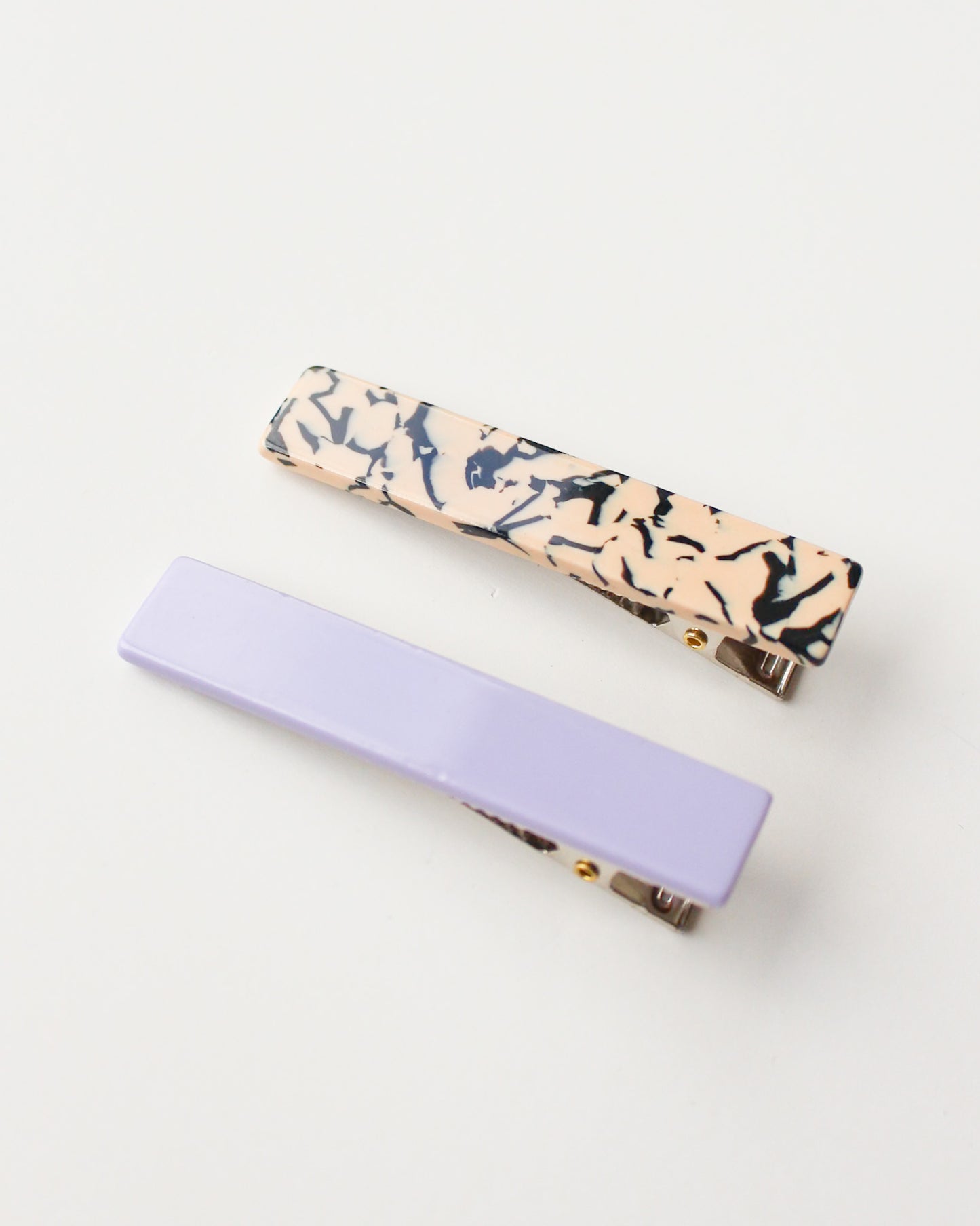 Femmes Hair Clip Set in Cream Marble + Lilac