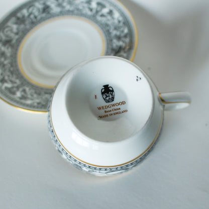 Wedgwood Florentine Black Dragons Teacup and Saucer Set