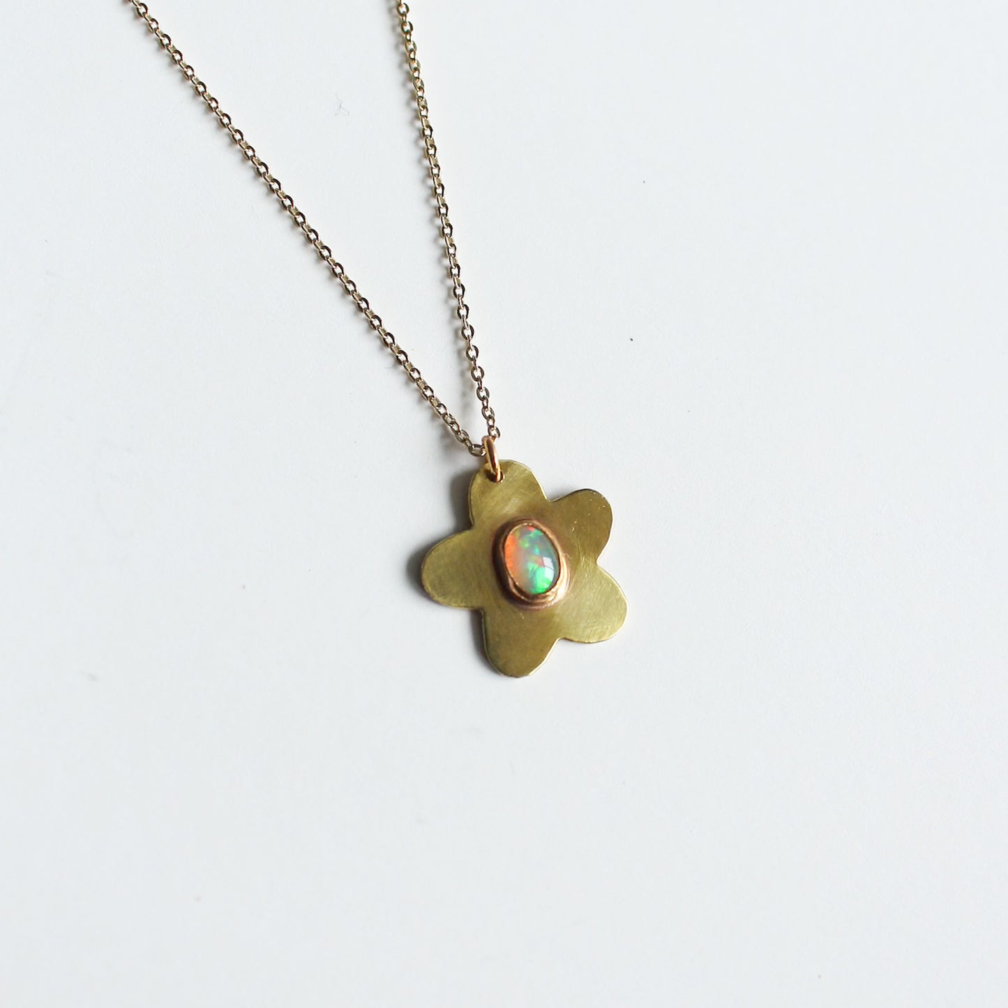 Opal Brass Daisy Necklace