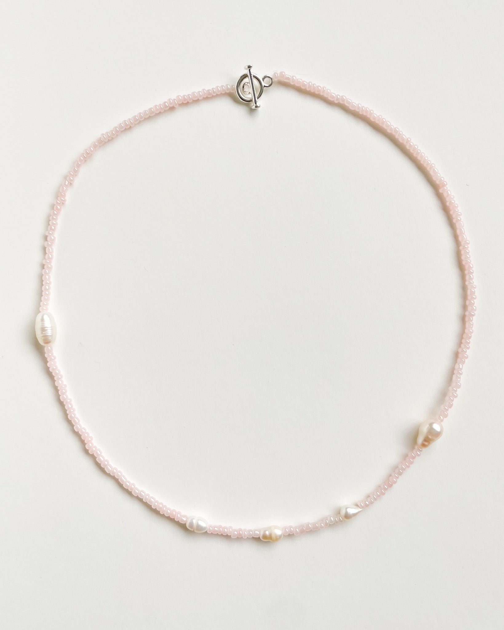 Pink Beads and Freshwater Pearl Necklace